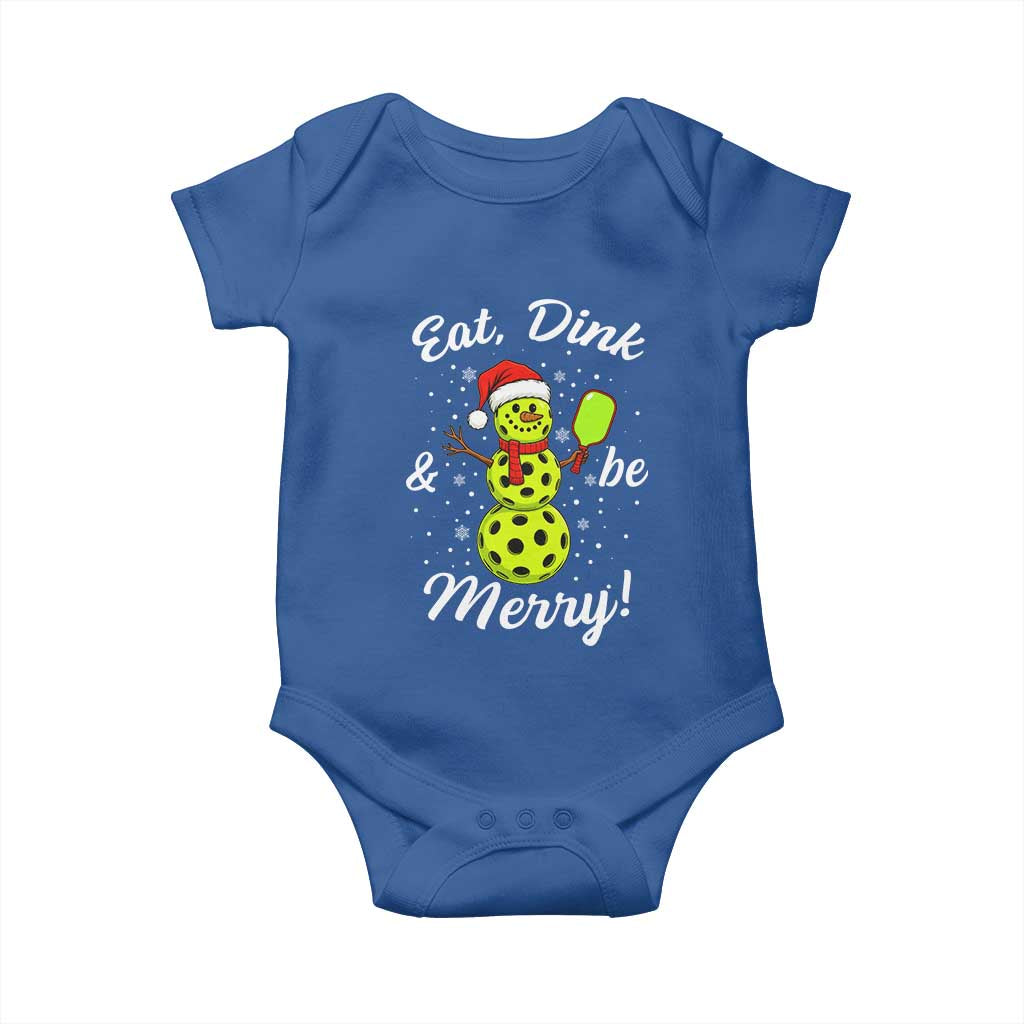 Funny Christmas Pickleball Baby Onesie Eat Dink And Be Merry Snowman - Wonder Print Shop