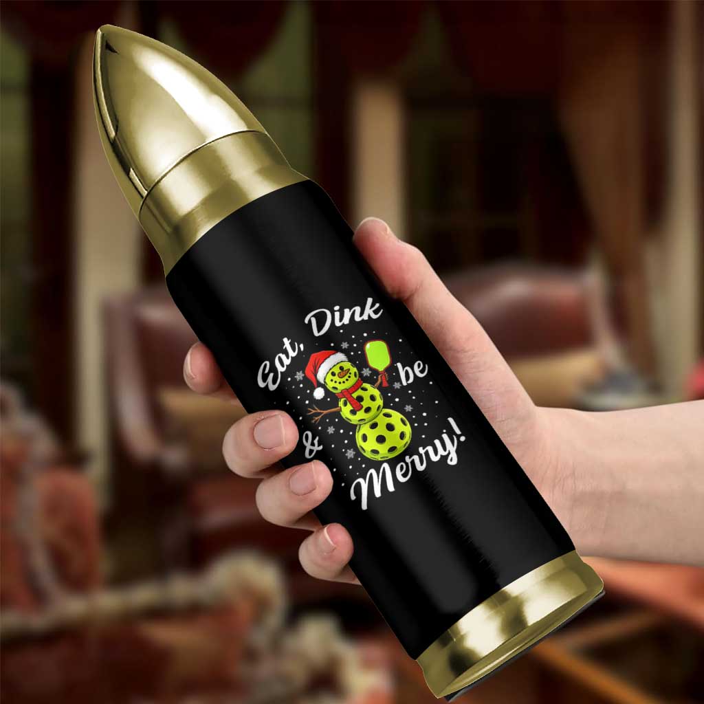 Funny Christmas Pickleball Bullet Tumbler Eat Dink And Be Merry Snowman - Wonder Print Shop