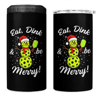 Funny Christmas Pickleball 4 in 1 Can Cooler Tumbler Eat Dink And Be Merry Snowman - Wonder Print Shop
