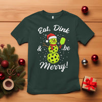 Funny Christmas Pickleball T Shirt Eat Dink And Be Merry Snowman - Wonder Print Shop