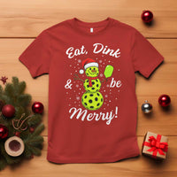 Funny Christmas Pickleball T Shirt Eat Dink And Be Merry Snowman - Wonder Print Shop
