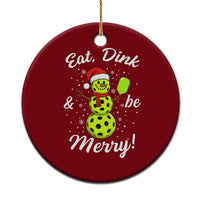 Funny Christmas Pickleball Ceramic Ornament Eat Dink And Be Merry Snowman - Wonder Print Shop