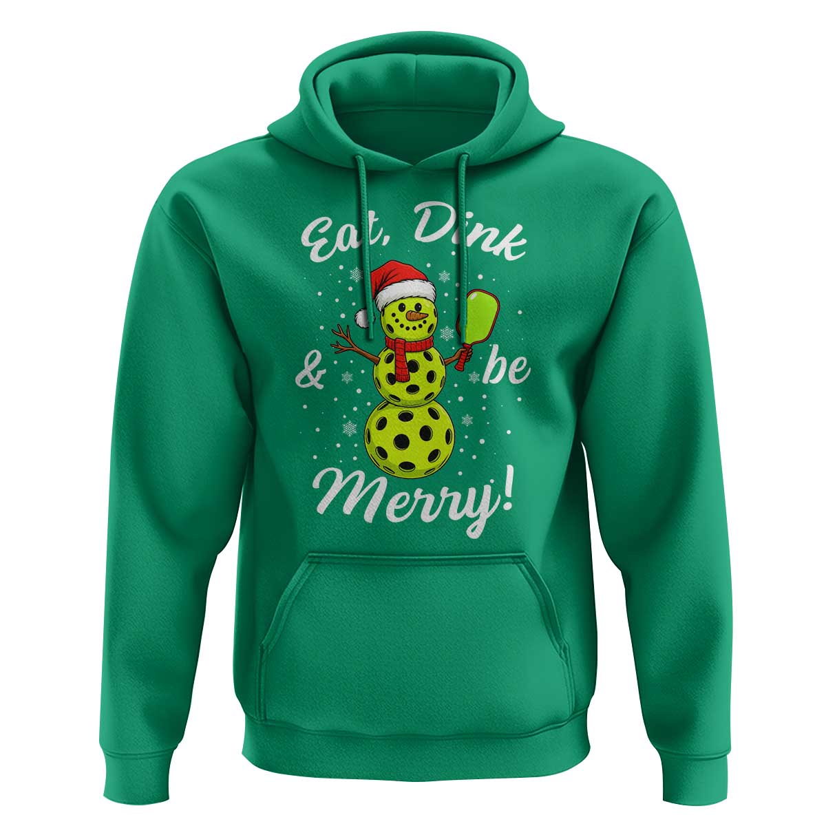 Funny Christmas Pickleball Hoodie Eat Dink And Be Merry Snowman - Wonder Print Shop