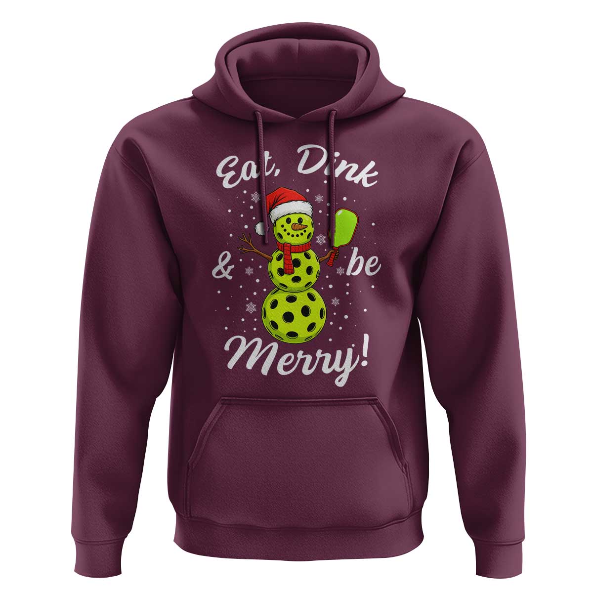 Funny Christmas Pickleball Hoodie Eat Dink And Be Merry Snowman - Wonder Print Shop