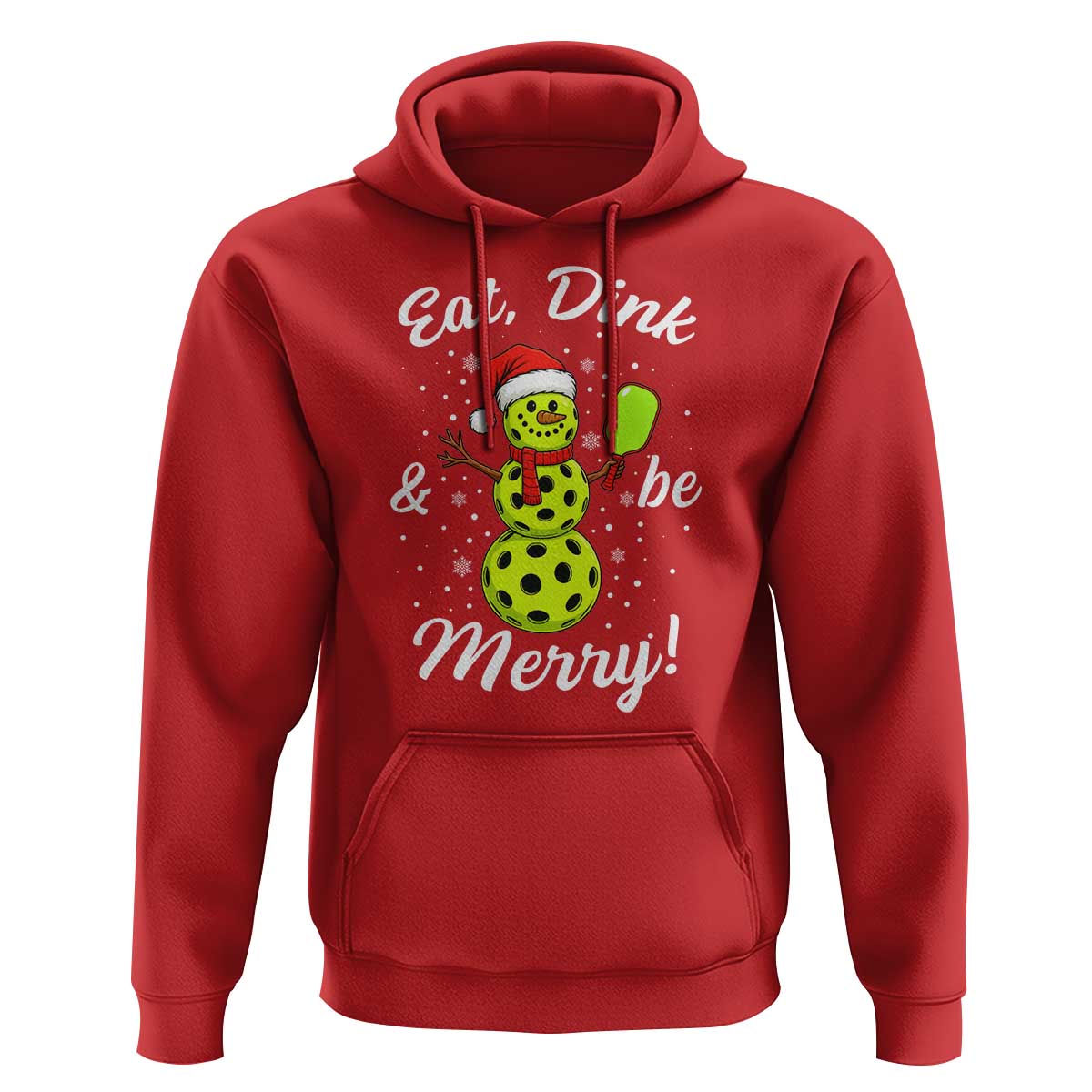 Funny Christmas Pickleball Hoodie Eat Dink And Be Merry Snowman - Wonder Print Shop