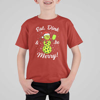 Funny Christmas Pickleball T Shirt For Kid Eat Dink And Be Merry Snowman - Wonder Print Shop