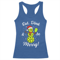 Funny Christmas Pickleball Racerback Tank Top Eat Dink And Be Merry Snowman - Wonder Print Shop