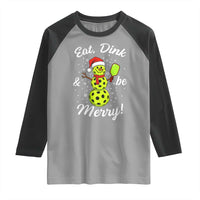 Funny Christmas Pickleball Raglan Shirt Eat Dink And Be Merry Snowman - Wonder Print Shop