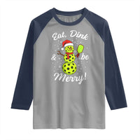 Funny Christmas Pickleball Raglan Shirt Eat Dink And Be Merry Snowman - Wonder Print Shop