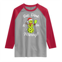 Funny Christmas Pickleball Raglan Shirt Eat Dink And Be Merry Snowman - Wonder Print Shop