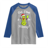 Funny Christmas Pickleball Raglan Shirt Eat Dink And Be Merry Snowman - Wonder Print Shop