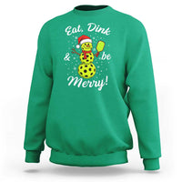 Funny Christmas Pickleball Sweatshirt Eat Dink And Be Merry Snowman - Wonder Print Shop
