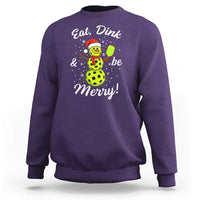 Funny Christmas Pickleball Sweatshirt Eat Dink And Be Merry Snowman - Wonder Print Shop