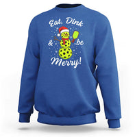 Funny Christmas Pickleball Sweatshirt Eat Dink And Be Merry Snowman - Wonder Print Shop