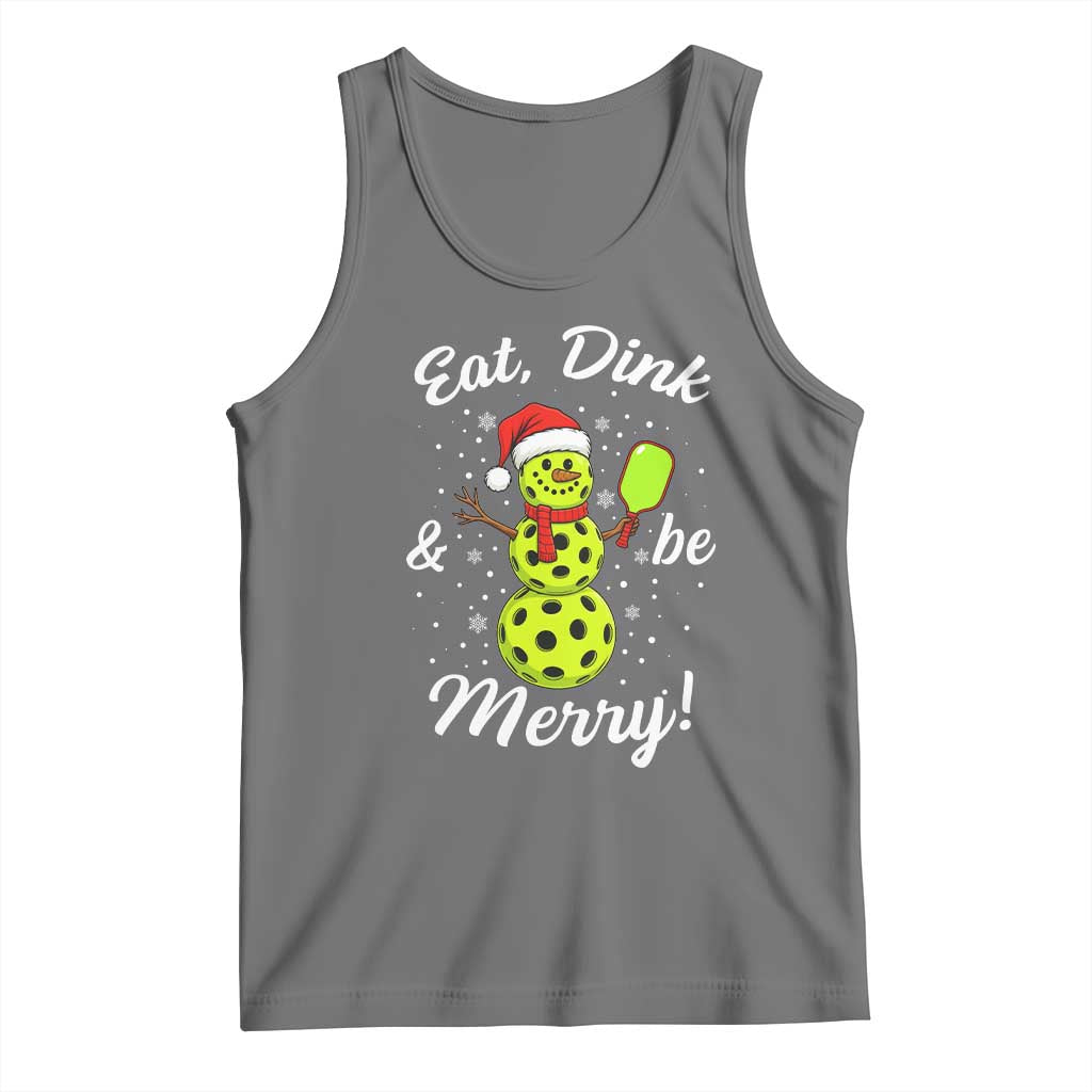 Funny Christmas Pickleball Tank Top Eat Dink And Be Merry Snowman - Wonder Print Shop