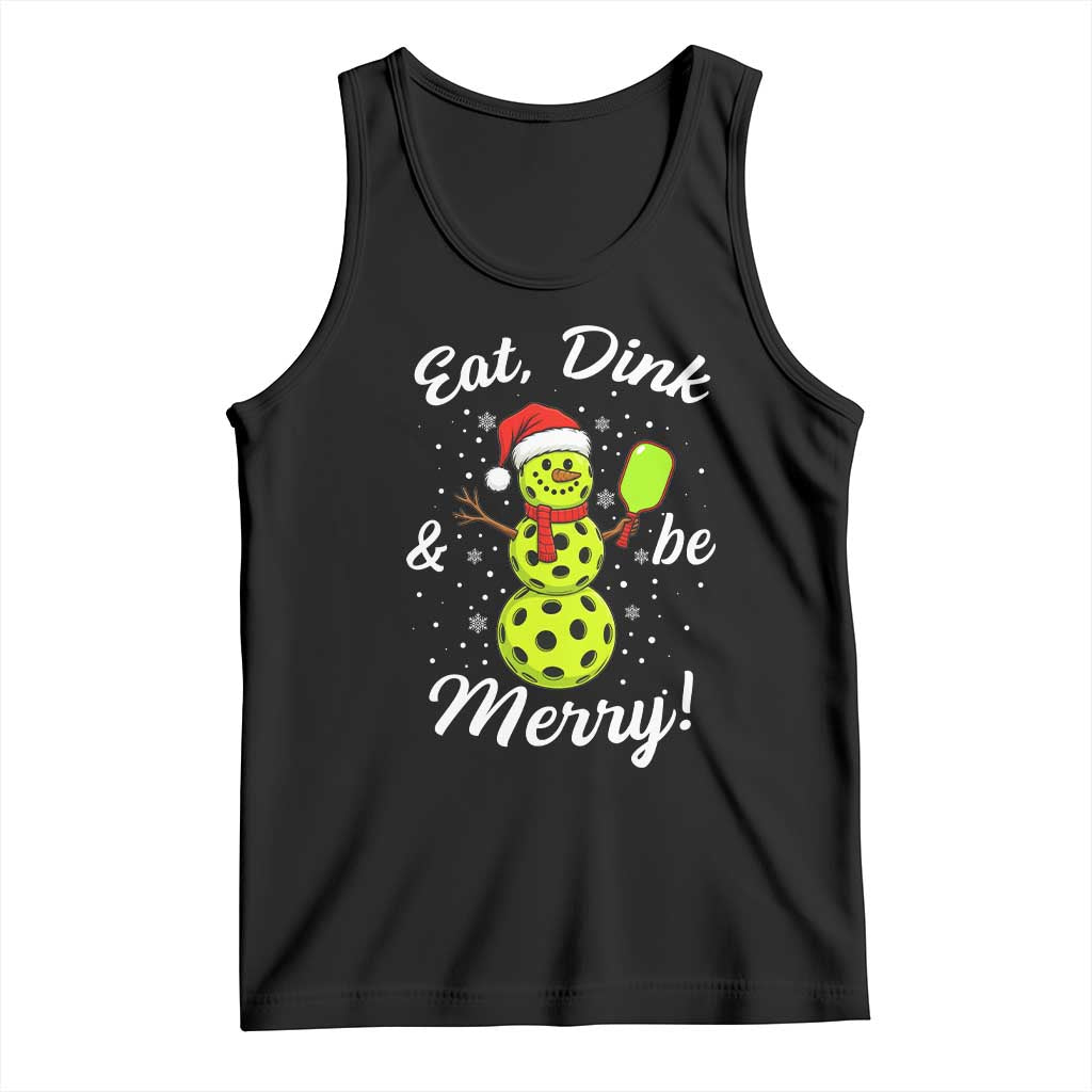 Funny Christmas Pickleball Tank Top Eat Dink And Be Merry Snowman - Wonder Print Shop