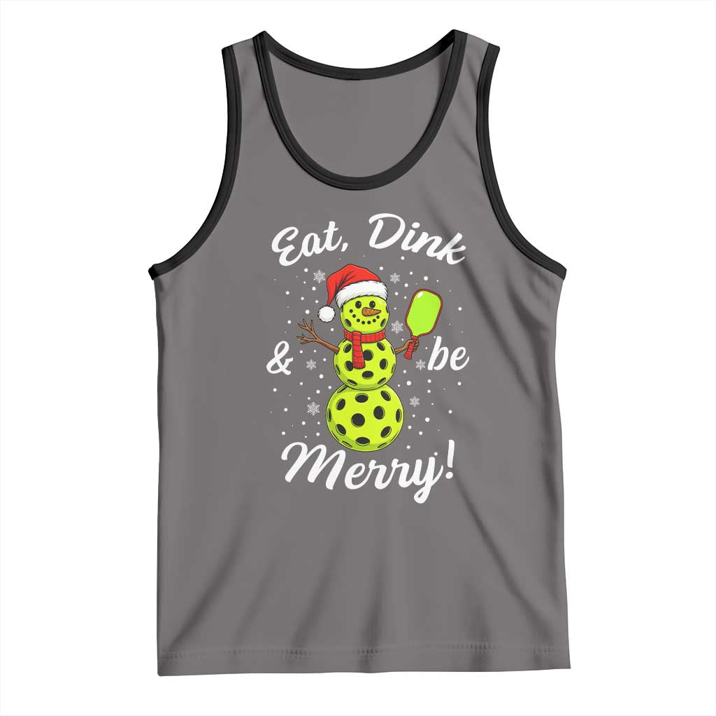 Funny Christmas Pickleball Tank Top Eat Dink And Be Merry Snowman - Wonder Print Shop