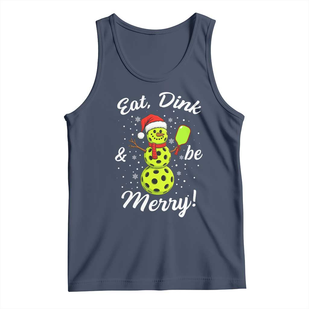 Funny Christmas Pickleball Tank Top Eat Dink And Be Merry Snowman - Wonder Print Shop