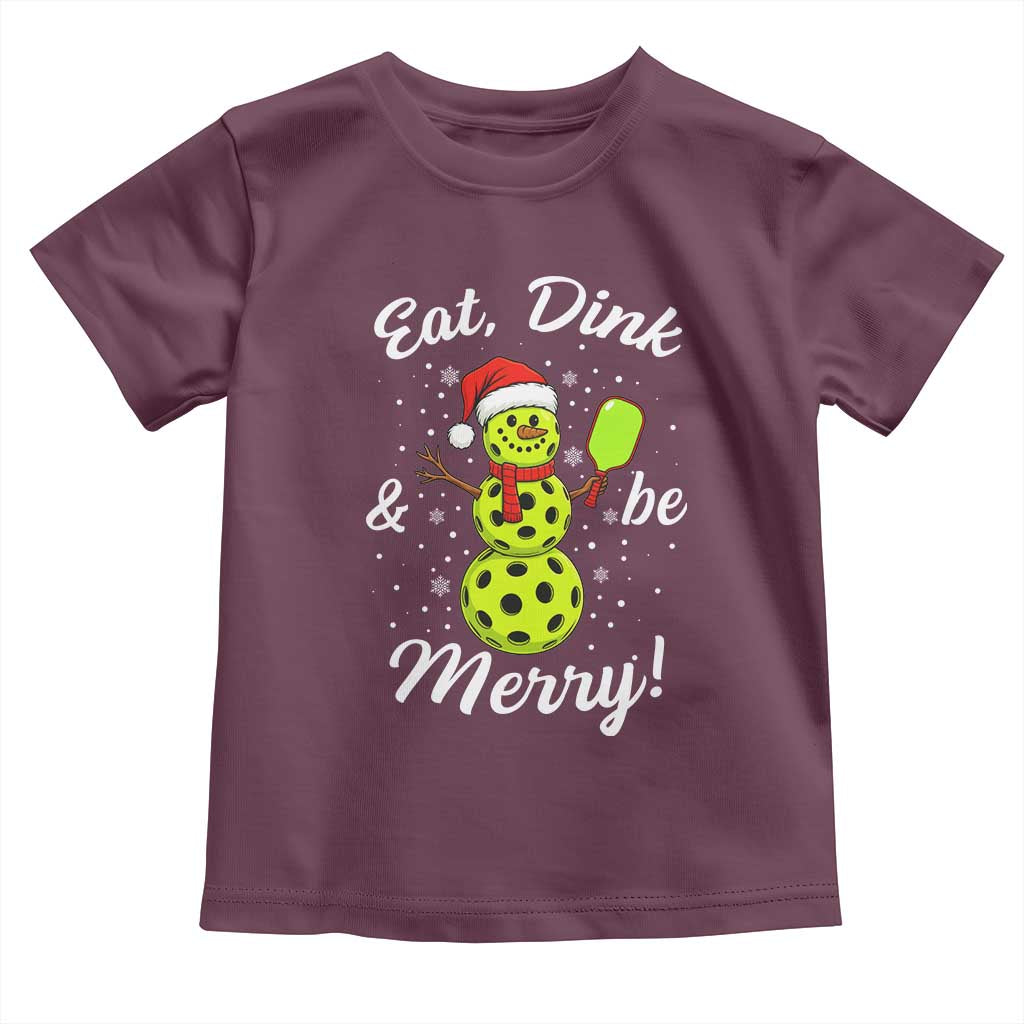Funny Christmas Pickleball Toddler T Shirt Eat Dink And Be Merry Snowman - Wonder Print Shop