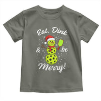 Funny Christmas Pickleball Toddler T Shirt Eat Dink And Be Merry Snowman - Wonder Print Shop