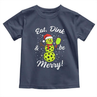 Funny Christmas Pickleball Toddler T Shirt Eat Dink And Be Merry Snowman - Wonder Print Shop