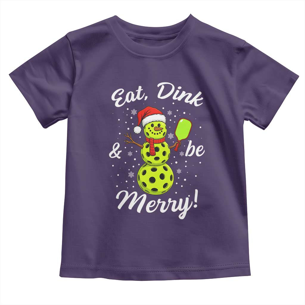 Funny Christmas Pickleball Toddler T Shirt Eat Dink And Be Merry Snowman - Wonder Print Shop