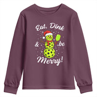 Funny Christmas Pickleball Youth Sweatshirt Eat Dink And Be Merry Snowman - Wonder Print Shop