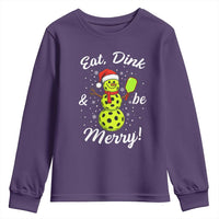 Funny Christmas Pickleball Youth Sweatshirt Eat Dink And Be Merry Snowman - Wonder Print Shop