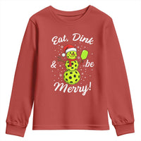 Funny Christmas Pickleball Youth Sweatshirt Eat Dink And Be Merry Snowman - Wonder Print Shop