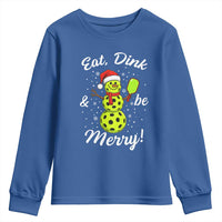 Funny Christmas Pickleball Youth Sweatshirt Eat Dink And Be Merry Snowman - Wonder Print Shop