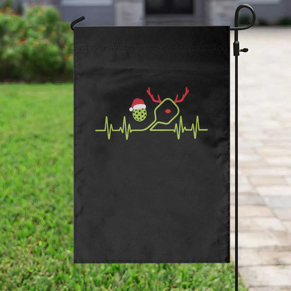 Funny Christmas Pickleball Heartbeat Santa Hat Garden Flag - Wonder Print Shop