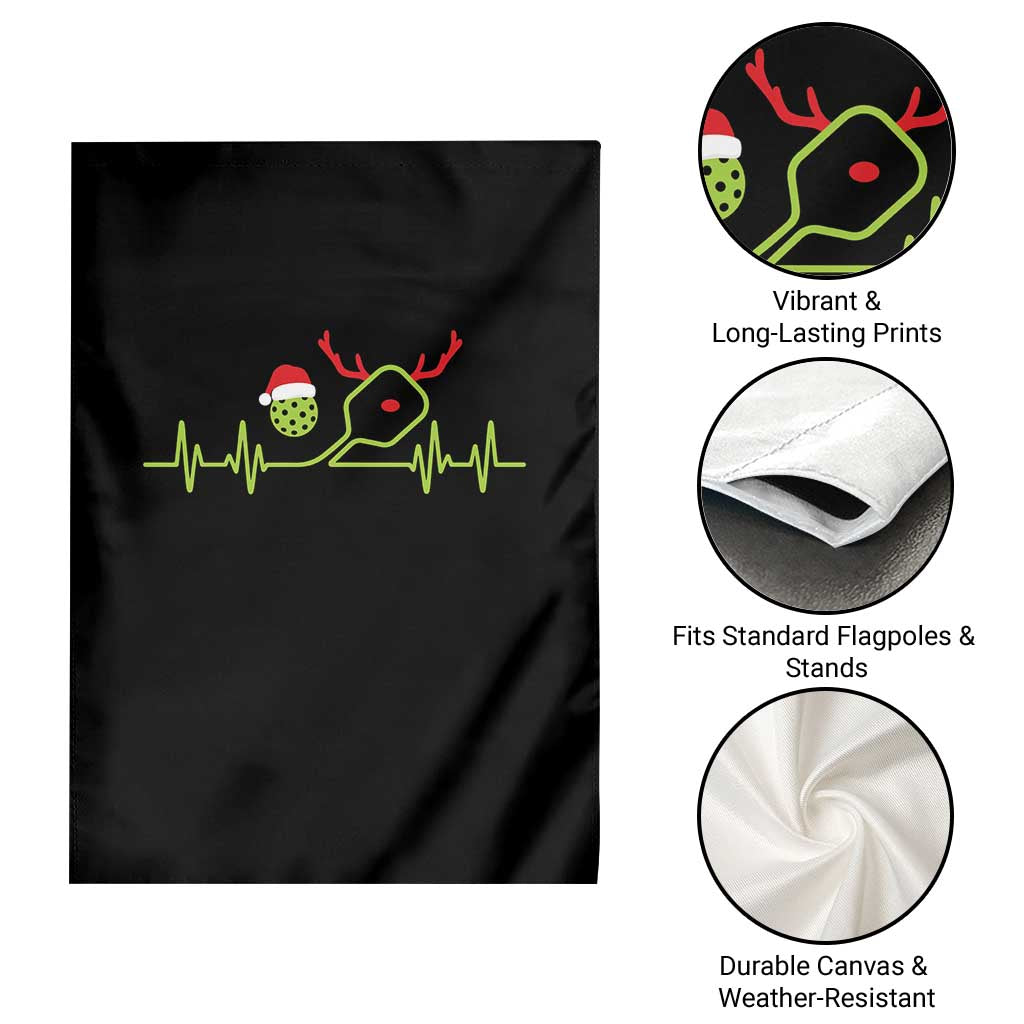 Funny Christmas Pickleball Heartbeat Santa Hat Garden Flag - Wonder Print Shop