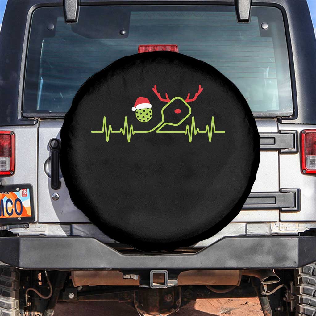 Funny Christmas Pickleball Heartbeat Santa Hat Spare Tire Cover - Wonder Print Shop