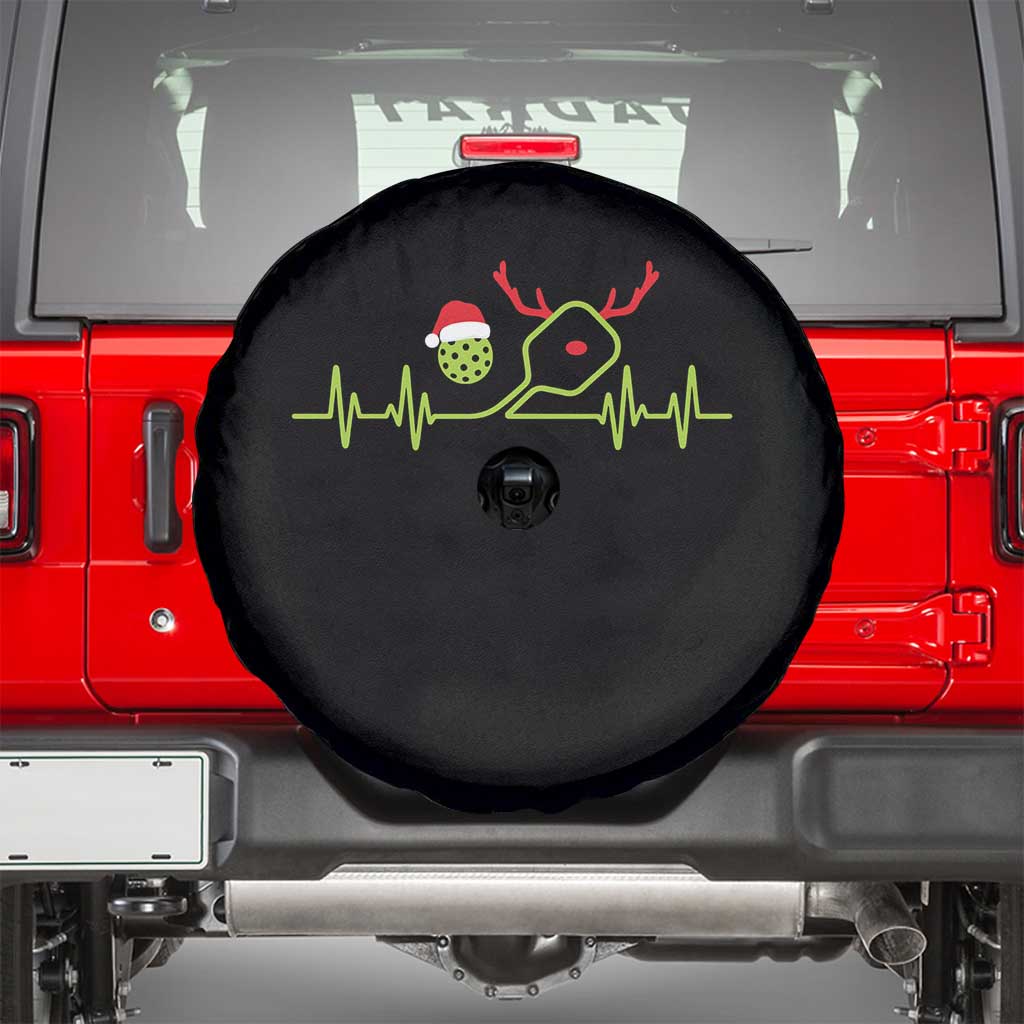 Funny Christmas Pickleball Heartbeat Santa Hat Spare Tire Cover - Wonder Print Shop