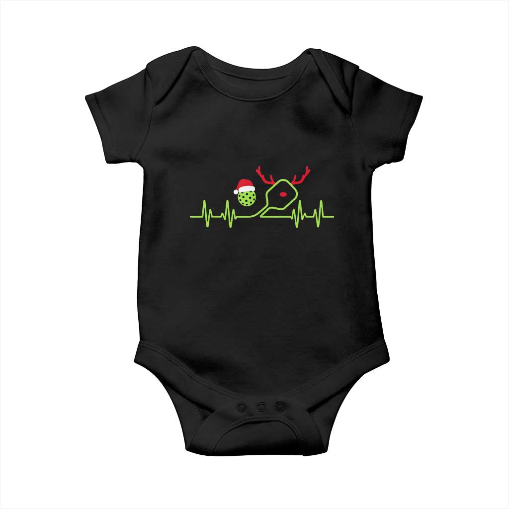 Funny Christmas Pickleball Heartbeat Santa Hat Baby Onesie - Wonder Print Shop