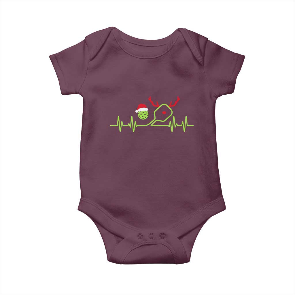 Funny Christmas Pickleball Heartbeat Santa Hat Baby Onesie - Wonder Print Shop