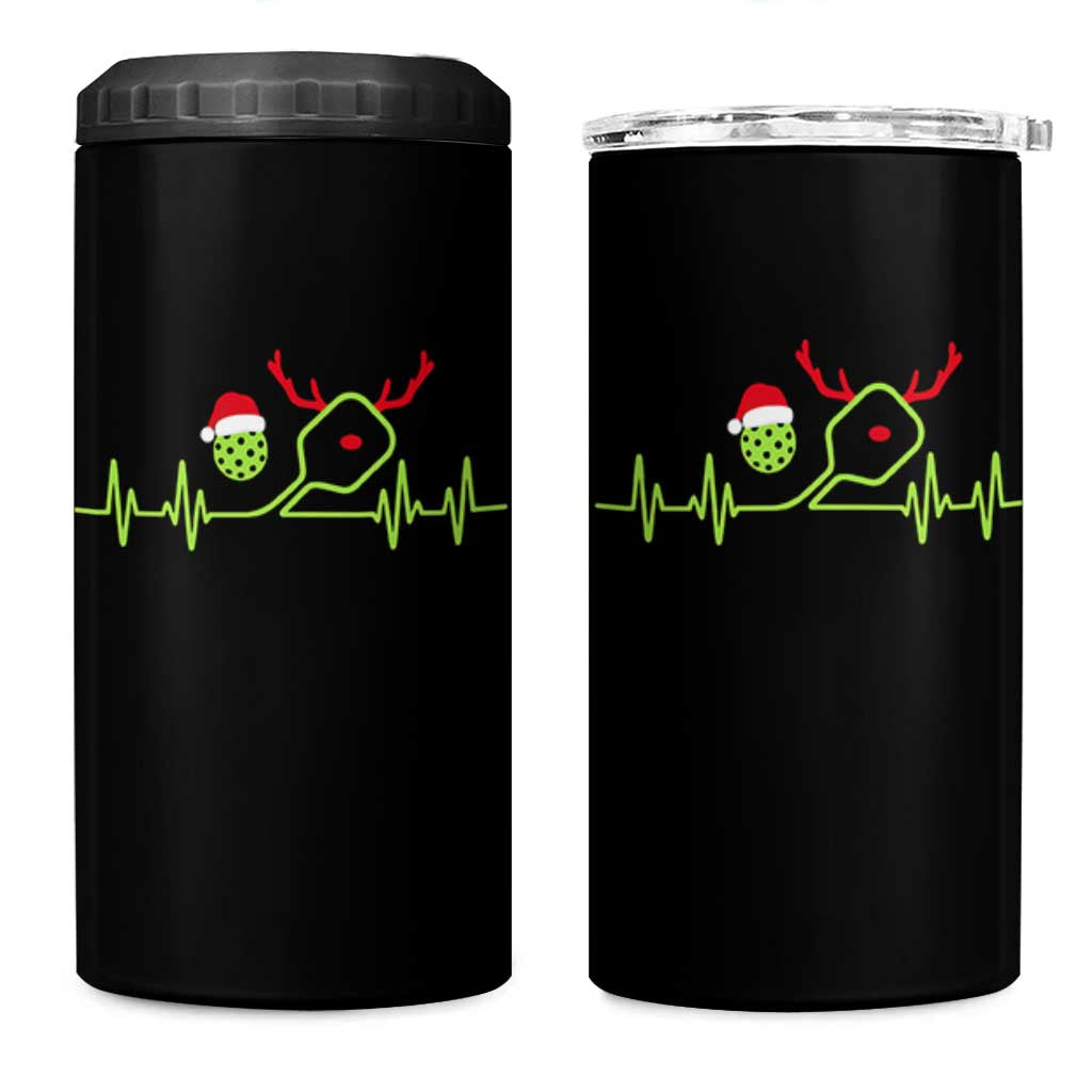 Funny Christmas Pickleball Heartbeat Santa Hat 4 in 1 Can Cooler Tumbler - Wonder Print Shop