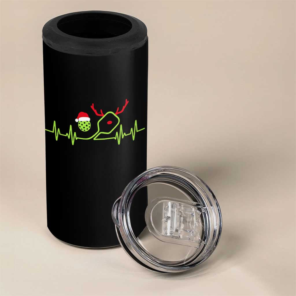Funny Christmas Pickleball Heartbeat Santa Hat 4 in 1 Can Cooler Tumbler - Wonder Print Shop