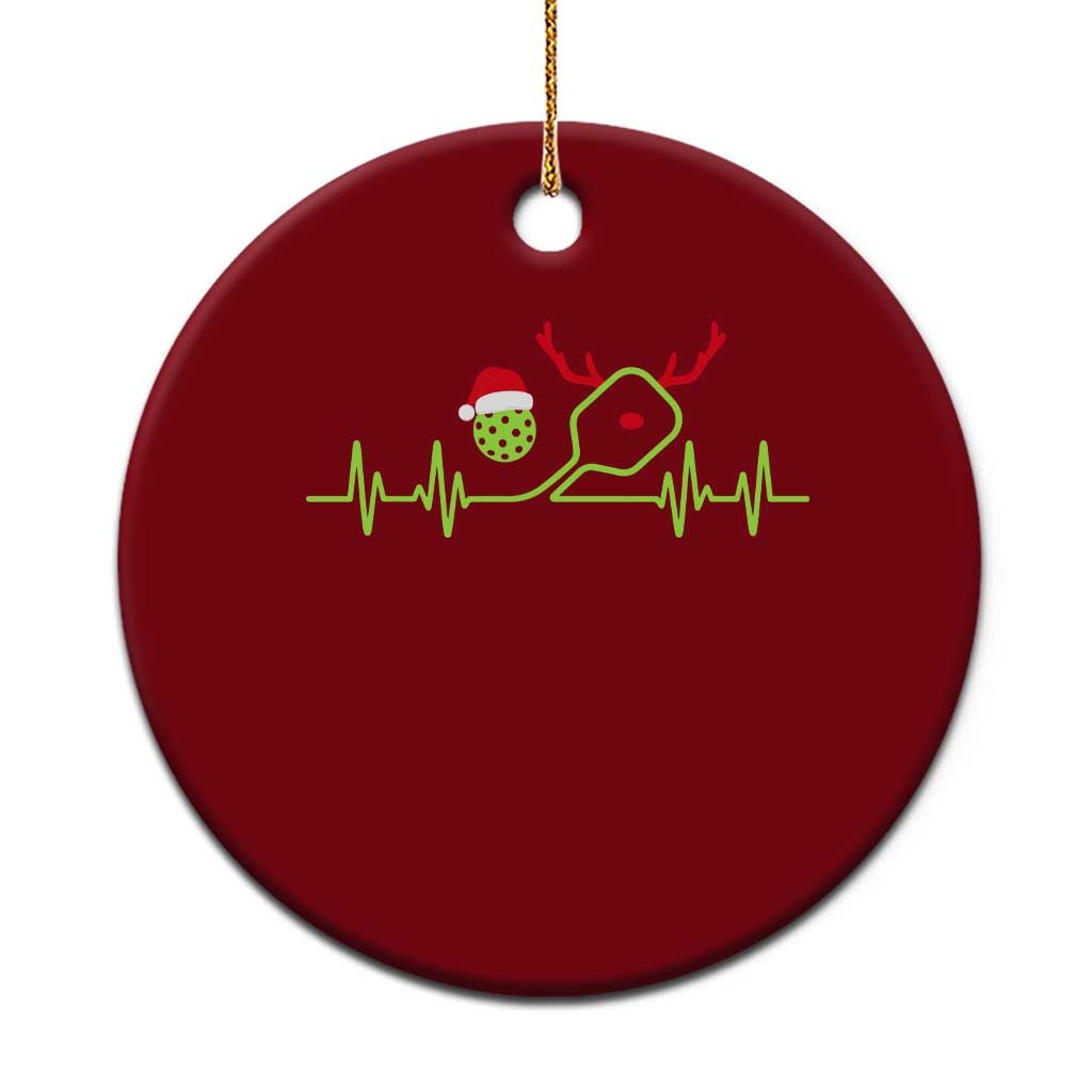 Funny Christmas Pickleball Heartbeat Santa Hat Ceramic Ornament - Wonder Print Shop