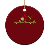 Funny Christmas Pickleball Heartbeat Santa Hat Ceramic Ornament - Wonder Print Shop