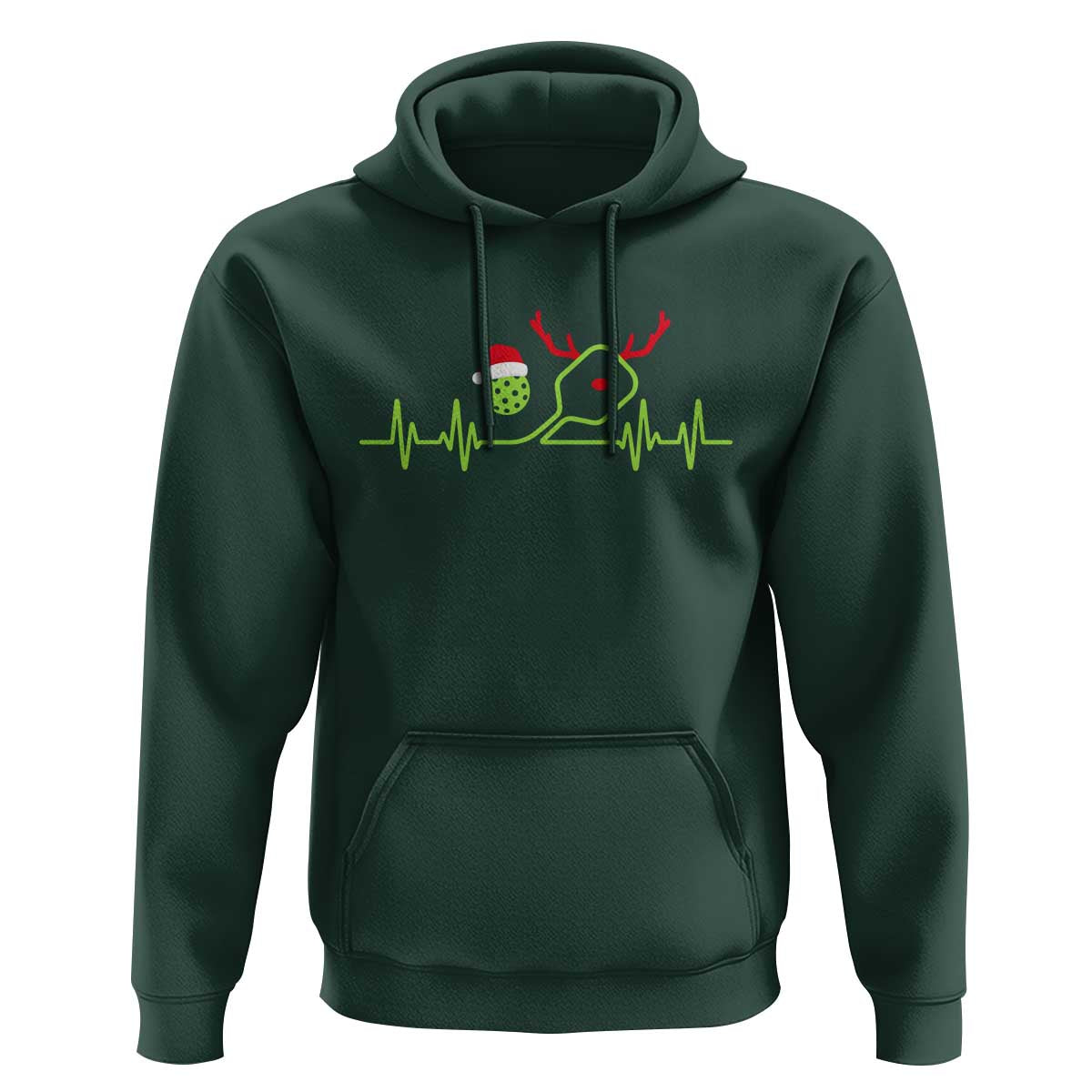 Funny Christmas Pickleball Heartbeat Santa Hat Hoodie - Wonder Print Shop