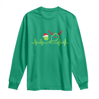 Funny Christmas Pickleball Heartbeat Santa Hat Long Sleeve Shirt - Wonder Print Shop