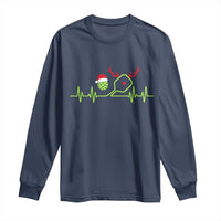 Funny Christmas Pickleball Heartbeat Santa Hat Long Sleeve Shirt - Wonder Print Shop
