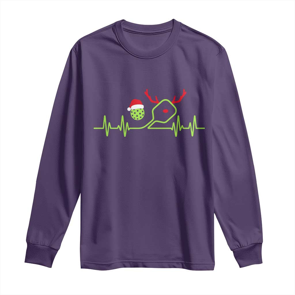 Funny Christmas Pickleball Heartbeat Santa Hat Long Sleeve Shirt - Wonder Print Shop