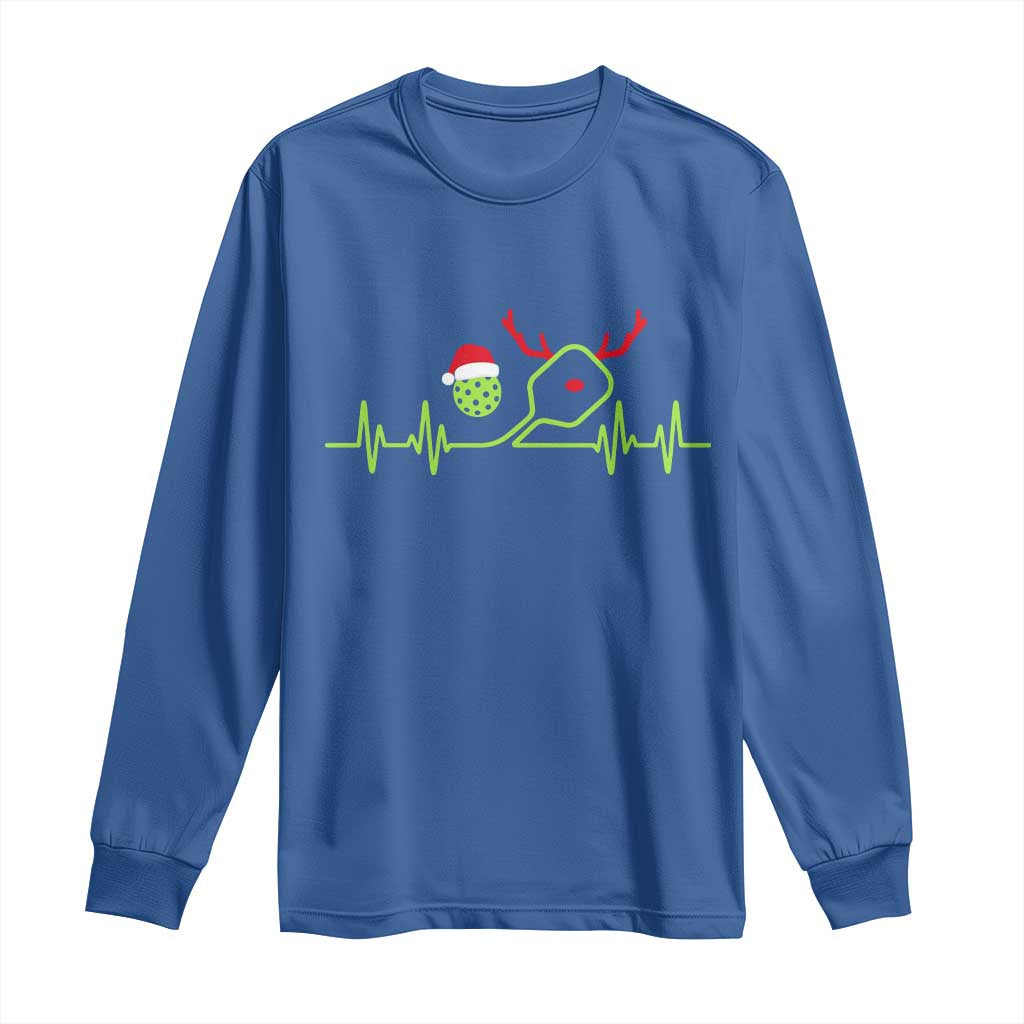 Funny Christmas Pickleball Heartbeat Santa Hat Long Sleeve Shirt - Wonder Print Shop