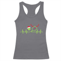 Funny Christmas Pickleball Heartbeat Santa Hat Racerback Tank Top - Wonder Print Shop