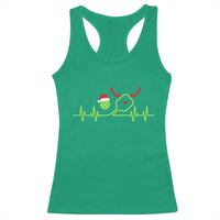 Funny Christmas Pickleball Heartbeat Santa Hat Racerback Tank Top - Wonder Print Shop