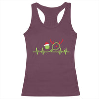 Funny Christmas Pickleball Heartbeat Santa Hat Racerback Tank Top - Wonder Print Shop