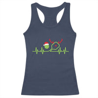 Funny Christmas Pickleball Heartbeat Santa Hat Racerback Tank Top - Wonder Print Shop