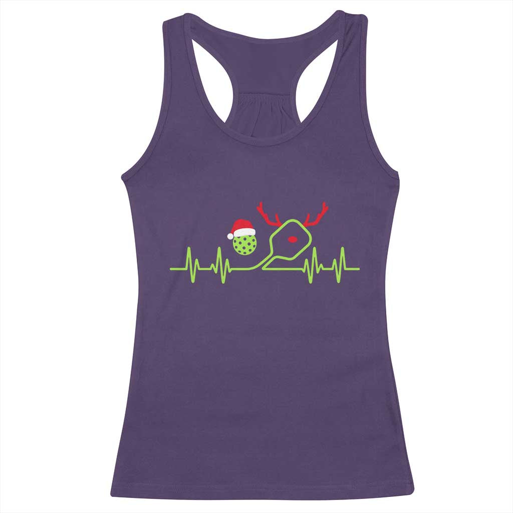 Funny Christmas Pickleball Heartbeat Santa Hat Racerback Tank Top - Wonder Print Shop